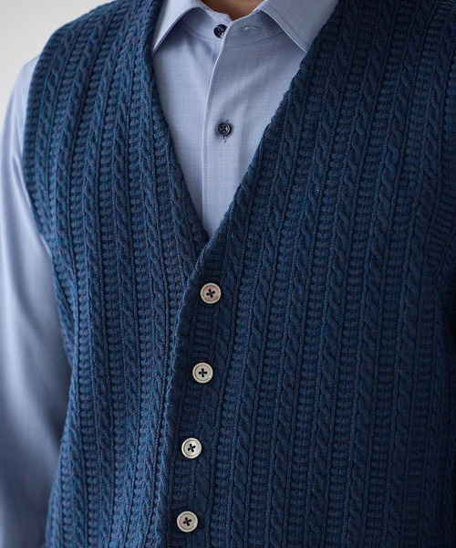 UNION STATION（ユニオンステーション）の「ハイゲージウールブレンド ニットジレ（ベスト・メンズ・ブラック/ダークネイビー・L/M）」の12枚目の写真