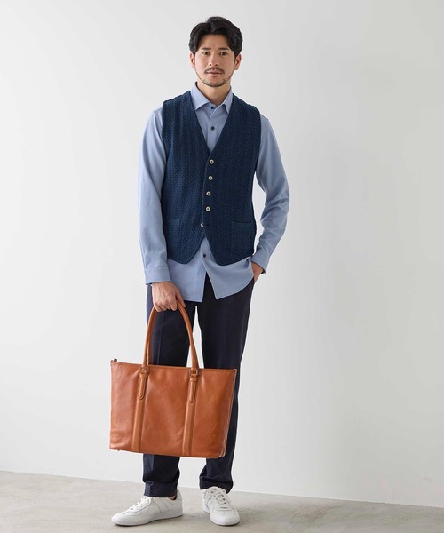 UNION STATION（ユニオンステーション）の「ハイゲージウールブレンド ニットジレ（ベスト・メンズ・ブラック/ダークネイビー・L/M）」の15枚目の写真