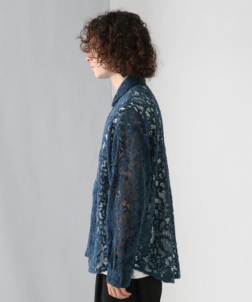 HARE（ハレ）の「モールフラワーレースシャツ(HARE)（シャツ/ブラウス・メンズ・グレー/ブルー/ブラック・FREE）」の4枚目の写真