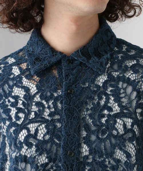 HARE（ハレ）の「モールフラワーレースシャツ(HARE)（シャツ/ブラウス・メンズ・グレー/ブルー/ブラック・FREE）」の21枚目の写真