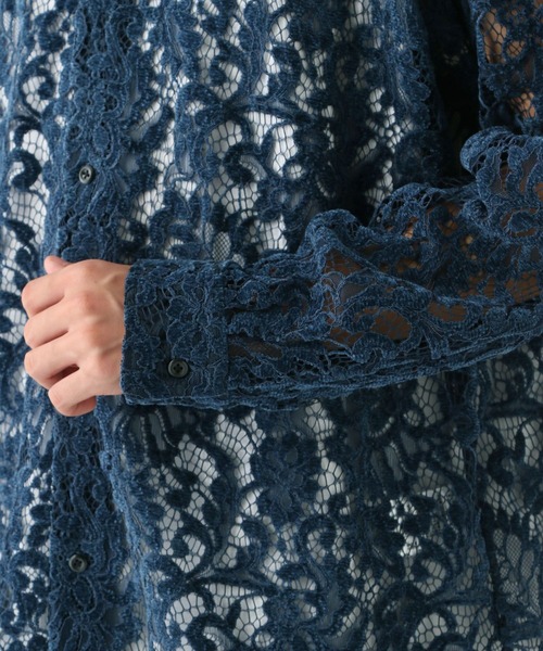 HARE（ハレ）の「モールフラワーレースシャツ(HARE)（シャツ/ブラウス・メンズ・グレー/ブルー/ブラック・FREE）」の19枚目の写真