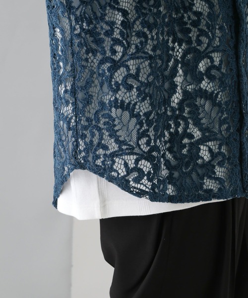 HARE（ハレ）の「モールフラワーレースシャツ(HARE)（シャツ/ブラウス・メンズ・グレー/ブルー/ブラック・FREE）」の18枚目の写真