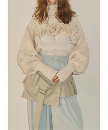 J1U by LA BELLE ETUDE | ニッティングパターンボリュームフリルボレロニット(ニット/セーター)