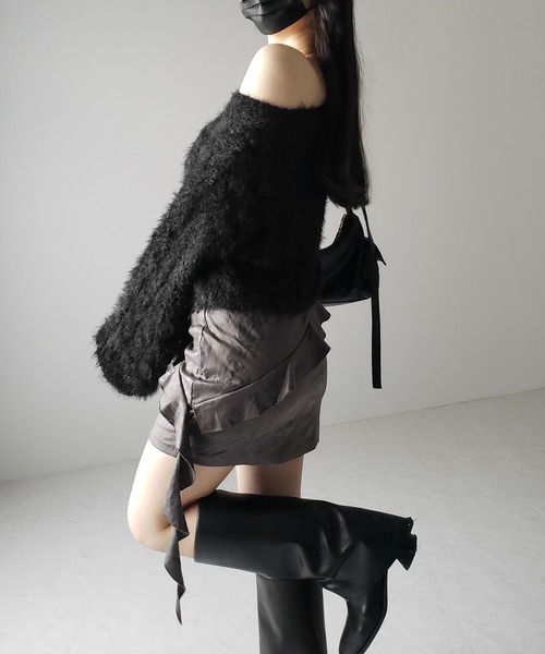 me+em select（ミームセレクト）の「※※【 ２color 】ヴィンテージスエードアシンメトリーフリルミニスカート／ vintage suede asymmetry frill mini skirt（スカート・レディース・ブラック/ブラウン・MEDIUM/SMALL/LARGE）」の22枚目の写真