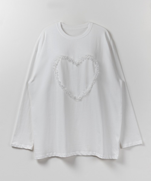 me+em select（ミームセレクト）の「※※【 ３color 】ハートレースビッグロンＴ ／ heart lace BIG long sleeve T-shirt（Tシャツ/カットソー・レディース・グレー/ブラック/ホワイト・FREE）」の22枚目の写真