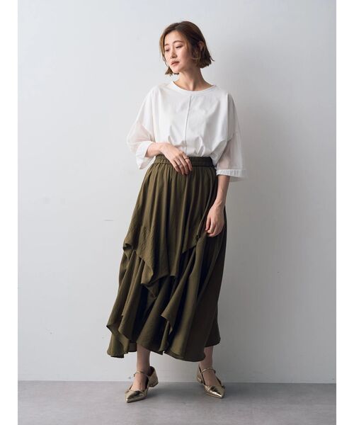 Editt by YECCA VECCA（エディットバイイェッカヴェッカ）の「アシメデザインスカート（スカート・レディース・ブラック/カーキ・FREE）」の4枚目の写真