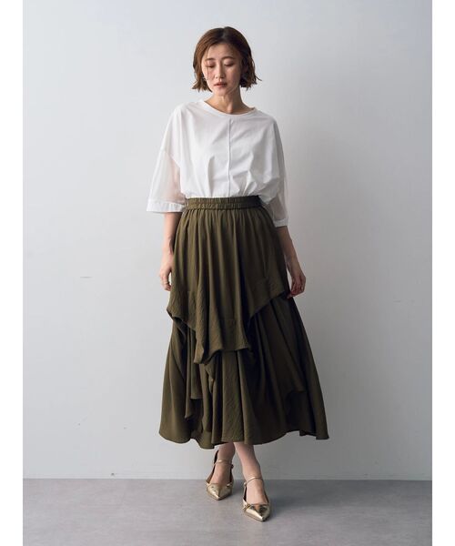 Editt by YECCA VECCA（エディットバイイェッカヴェッカ）の「アシメデザインスカート（スカート・レディース・ブラック/カーキ・FREE）」の5枚目の写真