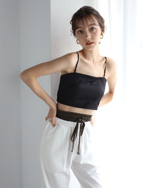 2way satin bare top / 2wayサテンベアトップ（キャミソール）｜ENC