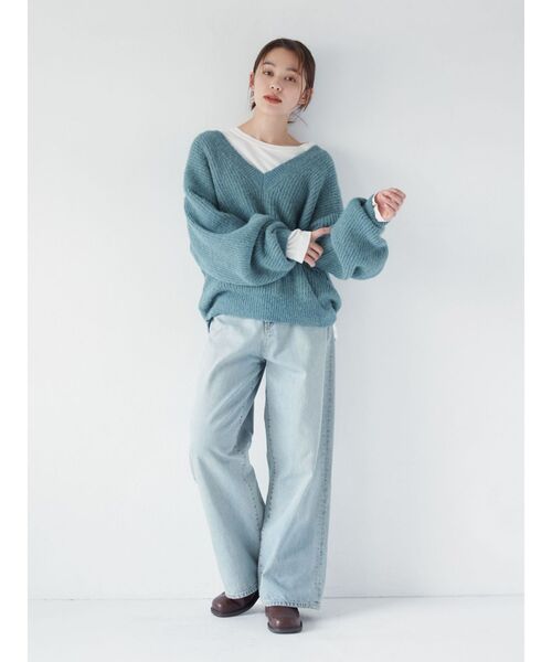 深Vネックルーズニット（ニット/セーター）｜Ungrid（アングリッド