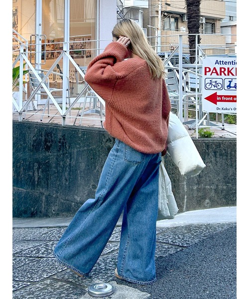 Ungrid 深Ｖネックルーズニット アングリッド Ungrid 深Vネックルーズニット （ブルー） -ファッション