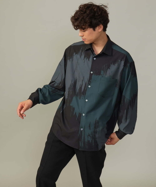 【セール】【イージーケア】ペインター柄ワイドシルエットシャツ（シャツ/ブラウス）｜a.v.v（アーヴェヴェ）