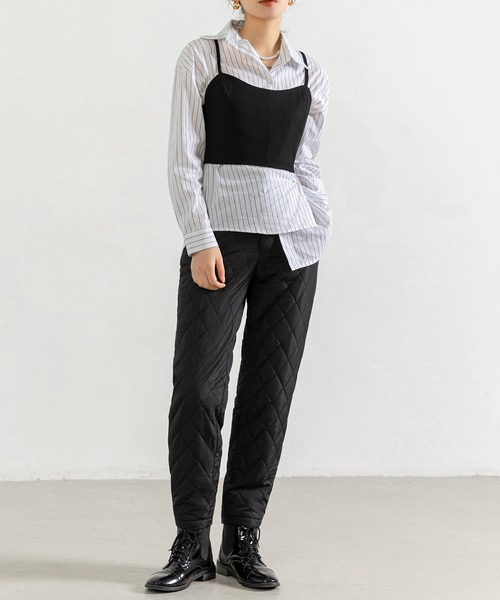 DAY CLOSET（デイ クローゼット）の「レディース きれいめシルエット。キルティングテーパードパンツ（その他パンツ・レディース・ブラック/ホワイト・L/M/S）」の9枚目の写真