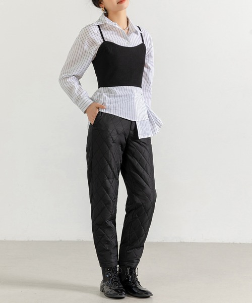 DAY CLOSET（デイ クローゼット）の「レディース きれいめシルエット。キルティングテーパードパンツ（その他パンツ・レディース・ブラック/ホワイト・L/M/S）」の10枚目の写真