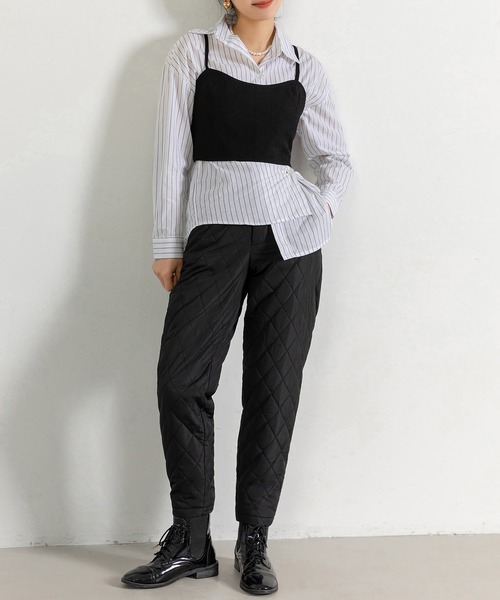 DAY CLOSET（デイ クローゼット）の「レディース きれいめシルエット。キルティングテーパードパンツ（その他パンツ・レディース・ブラック/ホワイト・L/M/S）」の11枚目の写真