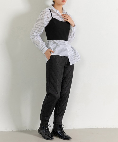 DAY CLOSET（デイ クローゼット）の「レディース きれいめシルエット。キルティングテーパードパンツ（その他パンツ・レディース・ブラック/ホワイト・L/M/S）」の12枚目の写真