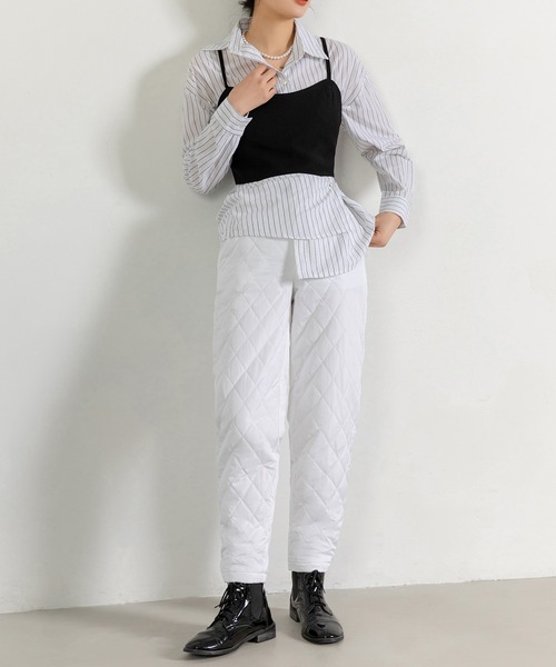 DAY CLOSET（デイ クローゼット）の「レディース きれいめシルエット。キルティングテーパードパンツ（その他パンツ・レディース・ブラック/ホワイト・L/M/S）」の15枚目の写真