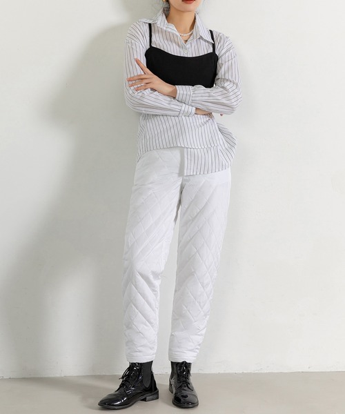 DAY CLOSET（デイ クローゼット）の「レディース きれいめシルエット。キルティングテーパードパンツ（その他パンツ・レディース・ブラック/ホワイト・L/M/S）」の16枚目の写真