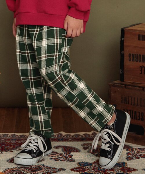 BREEZE(ブリーズ)の「2タックチェックパンツ(その他パンツ・キッズ・グリーン/オレンジ・80/90/100/110/120/130/140/150)」の2枚目の写真