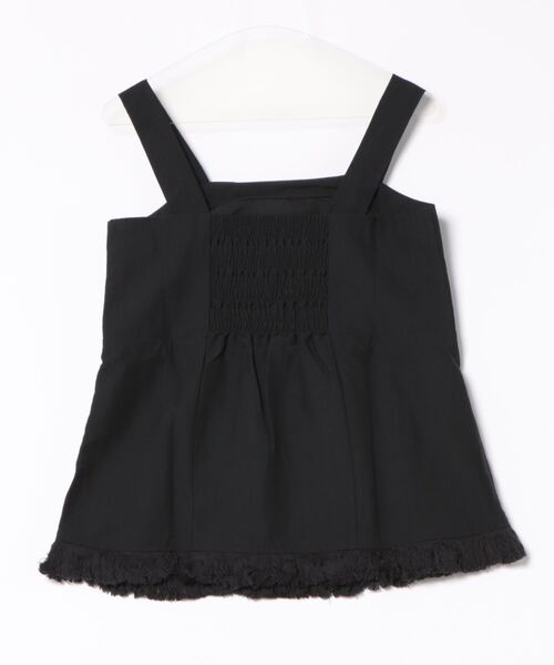 STYLEBLOCK（スタイルブロック）の「リネンタッチフリンジキャミトップス（シャツ/ブラウス・レディース・ブラック/ベージュ・M）」の3枚目の写真