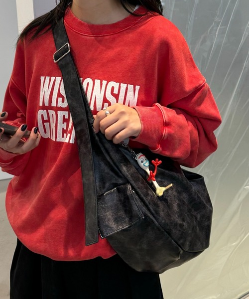 CIAOPANIC TYPY（チャオパニックティピー）の「【UNISEX】ハーフムーンフヴィンテージレザーバック（ショルダーバッグ・メンズ・ブラック/アイボリー/イエロー・ONE SIZE）」の4枚目の写真