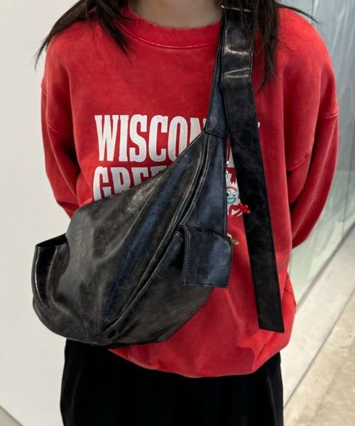 CIAOPANIC TYPY（チャオパニックティピー）の「【UNISEX】ハーフムーンフヴィンテージレザーバック（ショルダーバッグ・メンズ・ブラック/アイボリー/イエロー・ONE SIZE）」の5枚目の写真