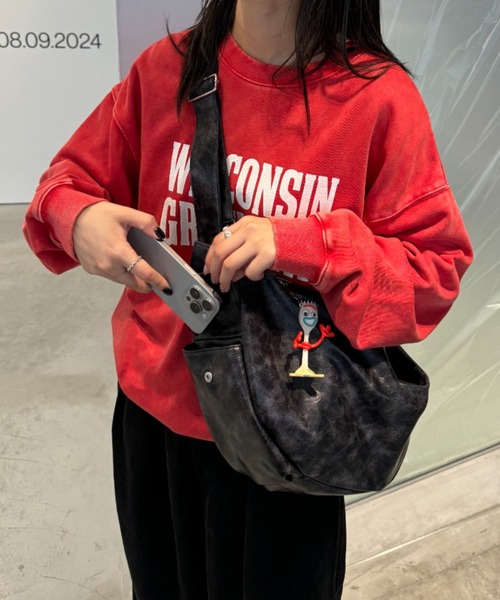 CIAOPANIC TYPY（チャオパニックティピー）の「【UNISEX】ハーフムーンフヴィンテージレザーバック（ショルダーバッグ・メンズ・ブラック/アイボリー/イエロー・ONE SIZE）」の8枚目の写真