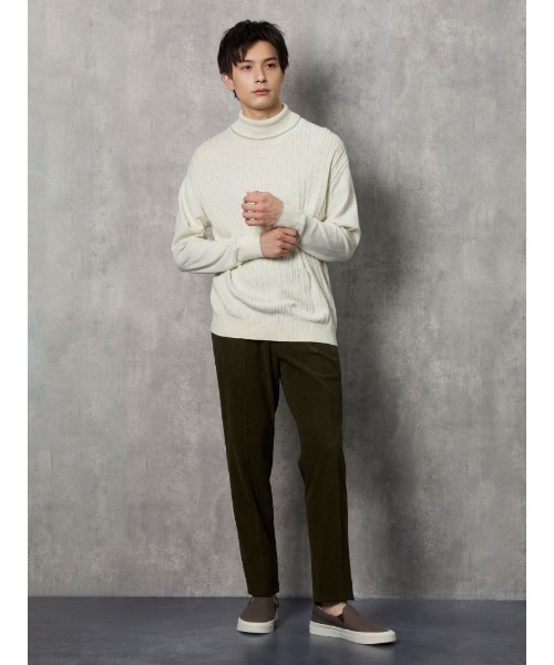 【セール】TRANS CONTINETNS バイカラーカシミヤ混タートルネックニット ホワイト/ブルー（ニット/セーター）｜TRANS CONTINENTS（トランスコンチネンツ）