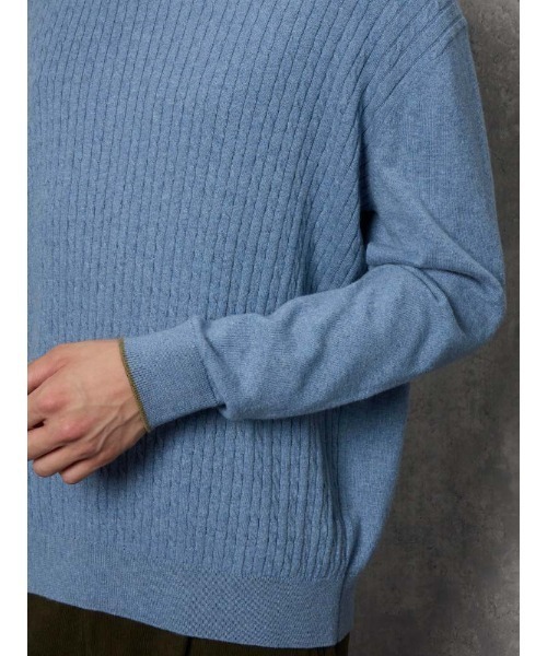 【セール】TRANS CONTINETNS バイカラーカシミヤ混タートルネックニット ホワイト/ブルー（ニット/セーター）｜TRANS CONTINENTS（トランスコンチネンツ）