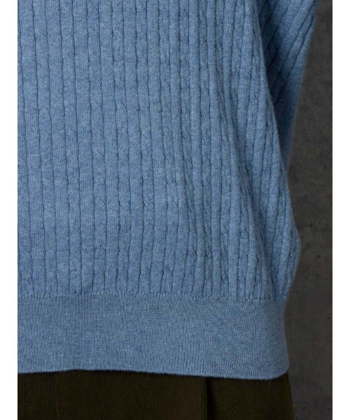 【セール】TRANS CONTINETNS バイカラーカシミヤ混タートルネックニット ホワイト/ブルー（ニット/セーター）｜TRANS CONTINENTS（トランスコンチネンツ）