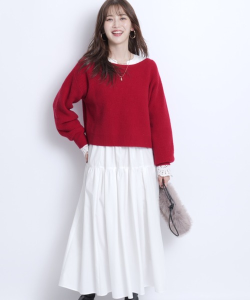 JUSGLITTY ジャスグリッティー ウールカシミヤクロップドプルオーバー JUSGLITTY（ジャスグリッティー）の「ケーププルオーバー