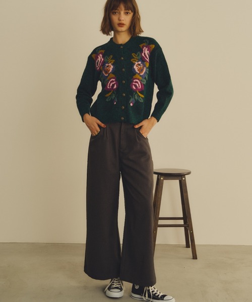 Unitage（ユニテージ）の「バラモチーフニットカーディガン（カーディガン/ボレロ・レディース・アイボリー/グリーン・FREE）」の15枚目の写真