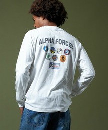 パッチプリントTシャツ 長袖