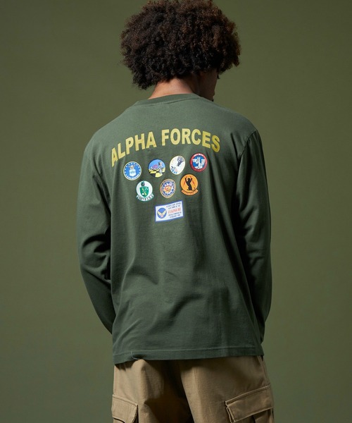Alpha Industries（アルファインダストリーズ）の「パッチプリントTシャツ 長袖（Tシャツ/カットソー・メンズ・ブラック/ホワイト/グリーン・MEDIUM/LARGE/X-LARGE）」の3枚目の写真