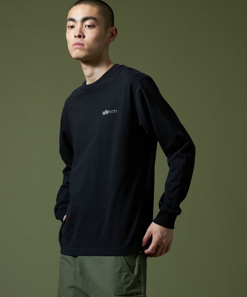 Alpha Industries（アルファインダストリーズ）の「パッチプリントTシャツ 長袖（Tシャツ/カットソー・メンズ・ブラック/ホワイト/グリーン・MEDIUM/LARGE/X-LARGE）」の4枚目の写真