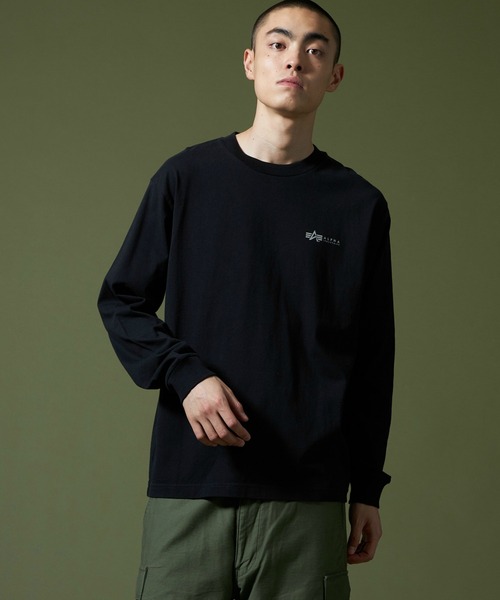 Alpha Industries（アルファインダストリーズ）の「パッチプリントTシャツ 長袖（Tシャツ/カットソー・メンズ・ブラック/ホワイト/グリーン・MEDIUM/LARGE/X-LARGE）」の5枚目の写真