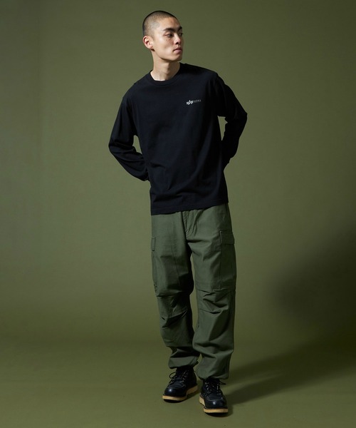 Alpha Industries（アルファインダストリーズ）の「パッチプリントTシャツ 長袖（Tシャツ/カットソー・メンズ・ブラック/ホワイト/グリーン・MEDIUM/LARGE/X-LARGE）」の13枚目の写真