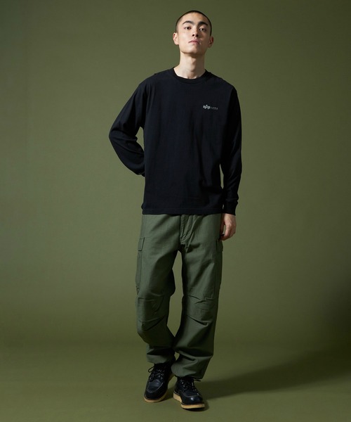 Alpha Industries（アルファインダストリーズ）の「パッチプリントTシャツ 長袖（Tシャツ/カットソー・メンズ・ブラック/ホワイト/グリーン・MEDIUM/LARGE/X-LARGE）」の14枚目の写真