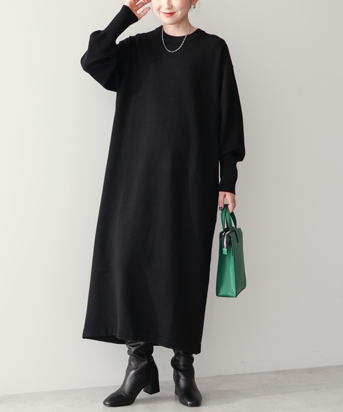 クルーネック ニットワンピース ショートドレス シンプル 上品 セール】クルーネックニットワンピース(ワンピース)|AMERICAN
