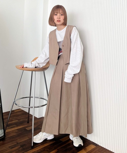 KBF（ケイビーエフ）の「ベストセパレートワンピース（ワンピース・レディース・チャコールグレー/ダークブラウン/ベージュ/ブラウン系その他/ベージュ系その他・36/38）」の4枚目の写真