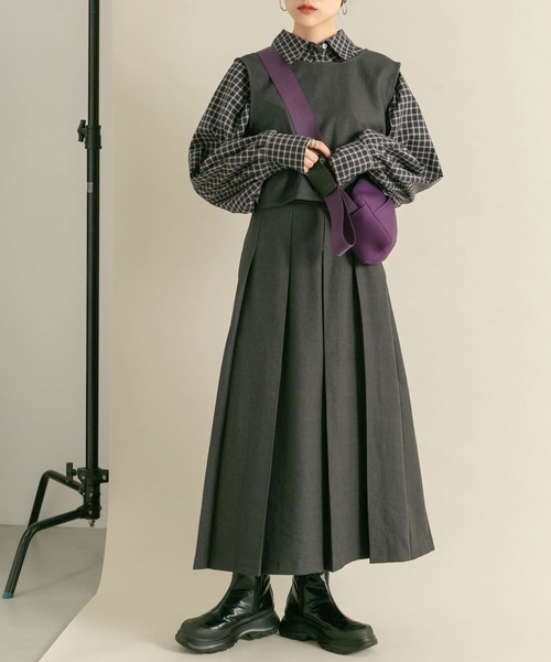 KBF（ケイビーエフ）の「ベストセパレートワンピース（ワンピース・レディース・チャコールグレー/ダークブラウン/ベージュ/ブラウン系その他/ベージュ系その他・36/38）」の10枚目の写真