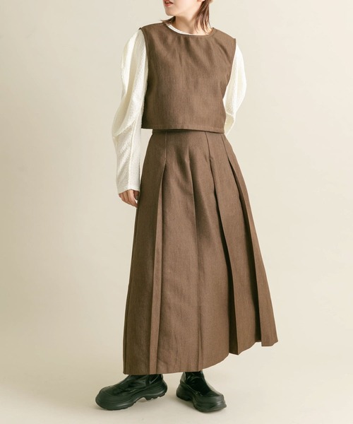 KBF（ケイビーエフ）の「ベストセパレートワンピース（ワンピース・レディース・チャコールグレー/ダークブラウン/ベージュ/ブラウン系その他/ベージュ系その他・36/38）」の14枚目の写真