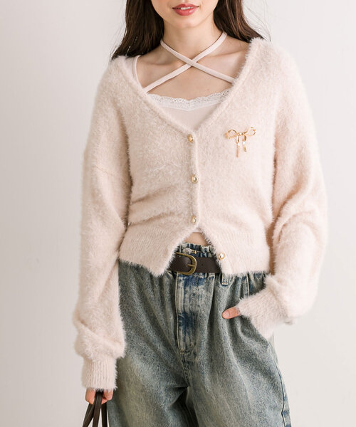 OLIVE des OLIVE(オリーブデオリーブ)の「配色レースホルターインナー(Tシャツ/カットソー・レディース・ピンク/ベージュ/オフホワイト/チャコールグレー・FREE)」の20枚目の写真