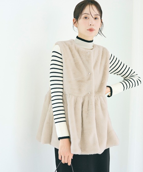 ファーペプラムベスト（ベスト）｜coca（coca）（コカ）のファッション