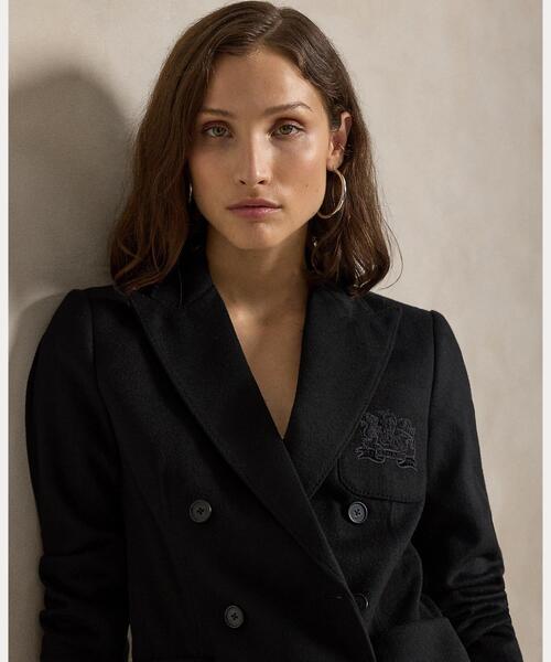 【美品】☆ポロラルフローレン☆テーラードジャケット/ブレザー☆黒/白☆ POLO RALPH LAUREN（ポロ ラルフ ローレン）の「ロゴクレスト