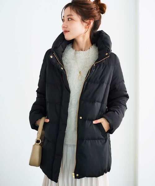 le.coeur blanc（ルクールブラン）の「ピーチスキンミドルダウン（ダウンジャケット/コート・レディース・ベージュ/ブラック・40/38）」の4枚目の写真