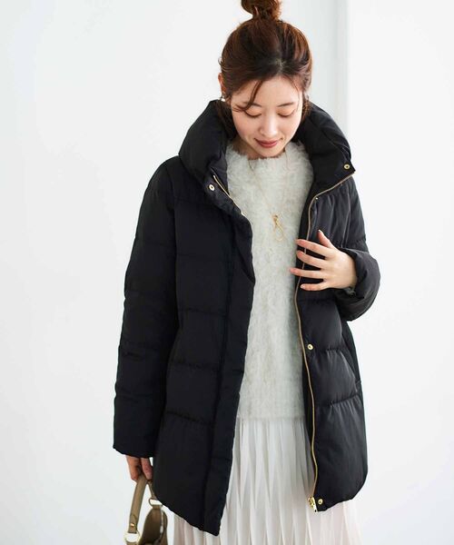 le.coeur blanc（ルクールブラン）の「ピーチスキンミドルダウン（ダウンジャケット/コート・レディース・ベージュ/ブラック・40/38）」の7枚目の写真