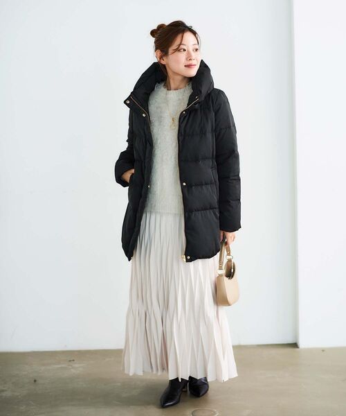 le.coeur blanc（ルクールブラン）の「ピーチスキンミドルダウン（ダウンジャケット/コート・レディース・ベージュ/ブラック・40/38）」の8枚目の写真