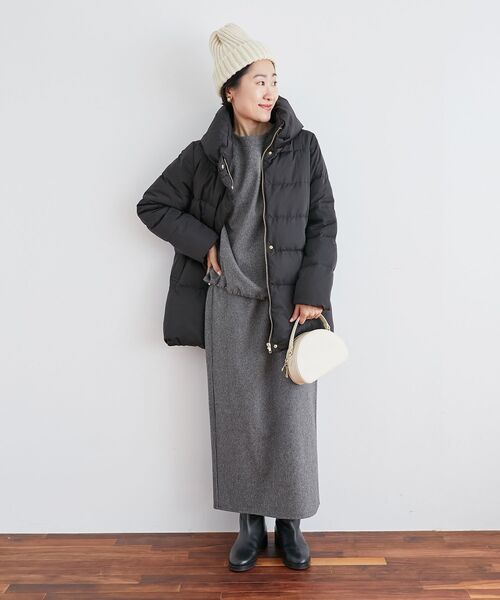 le.coeur blanc（ルクールブラン）の「ピーチスキンミドルダウン（ダウンジャケット/コート・レディース・ベージュ/ブラック・40/38）」の13枚目の写真