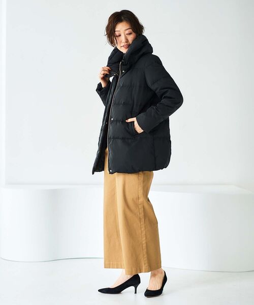 le.coeur blanc（ルクールブラン）の「ピーチスキンミドルダウン（ダウンジャケット/コート・レディース・ベージュ/ブラック・40/38）」の20枚目の写真