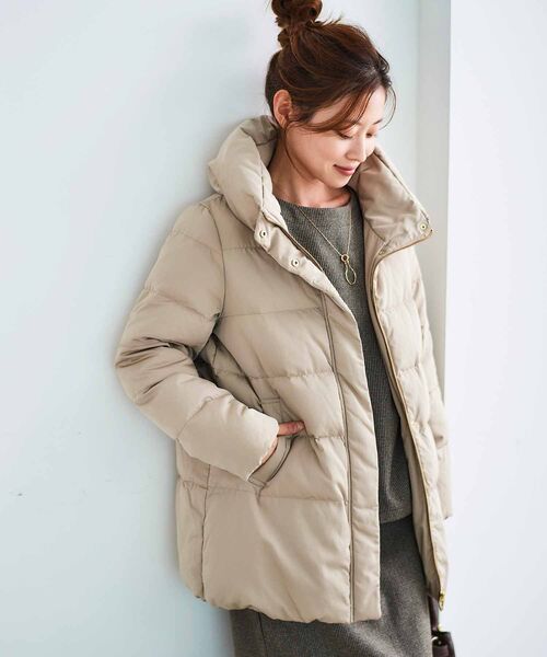 le.coeur blanc（ルクールブラン）の「ピーチスキンミドルダウン（ダウンジャケット/コート・レディース・ベージュ/ブラック・40/38）」の22枚目の写真